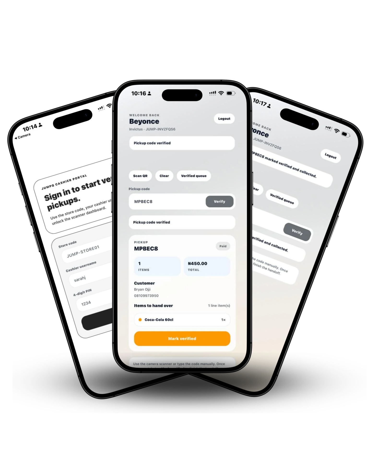 Cashier app interface preview